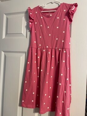 H&M Pink Polka Dot Ruffle Sleeve Dress